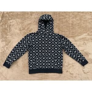 True Religion All Over Print Logo Monogram Hoodie Hooded Sweatshirt Size XL